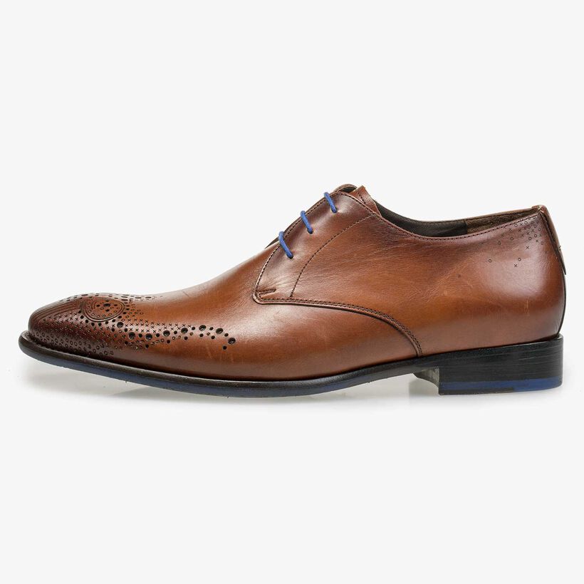 Cognac veterschoen met brogue details