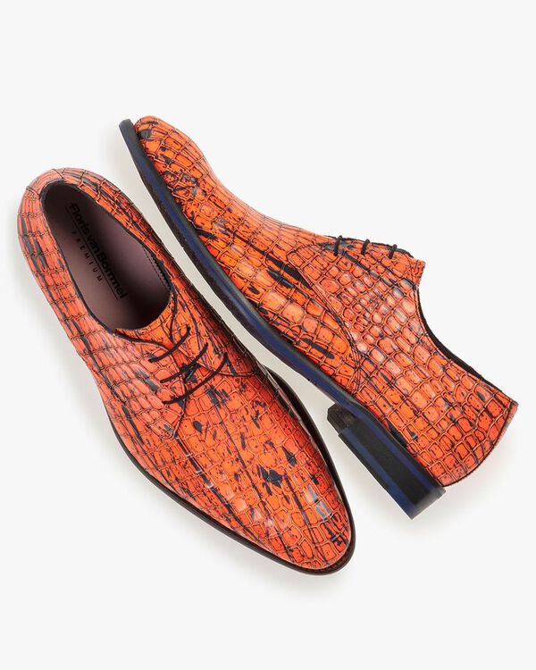 Lace shoe patent leather orange