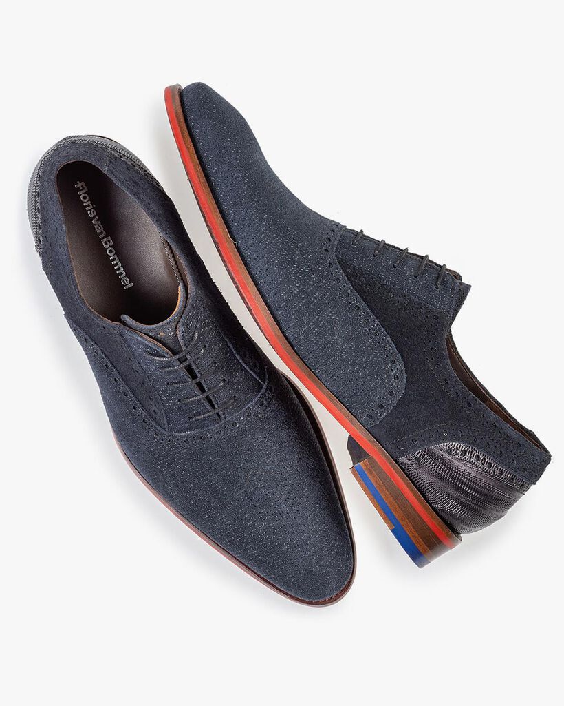 Lace shoe dark blue with print