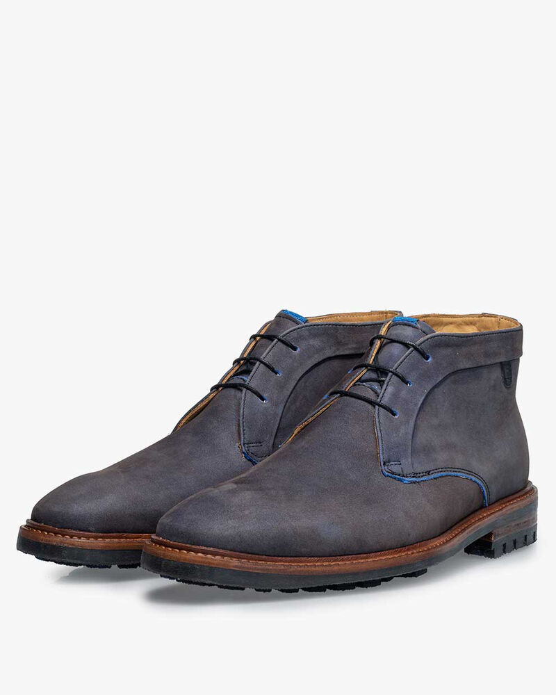 Veterboot nubuckleer donkerblauw