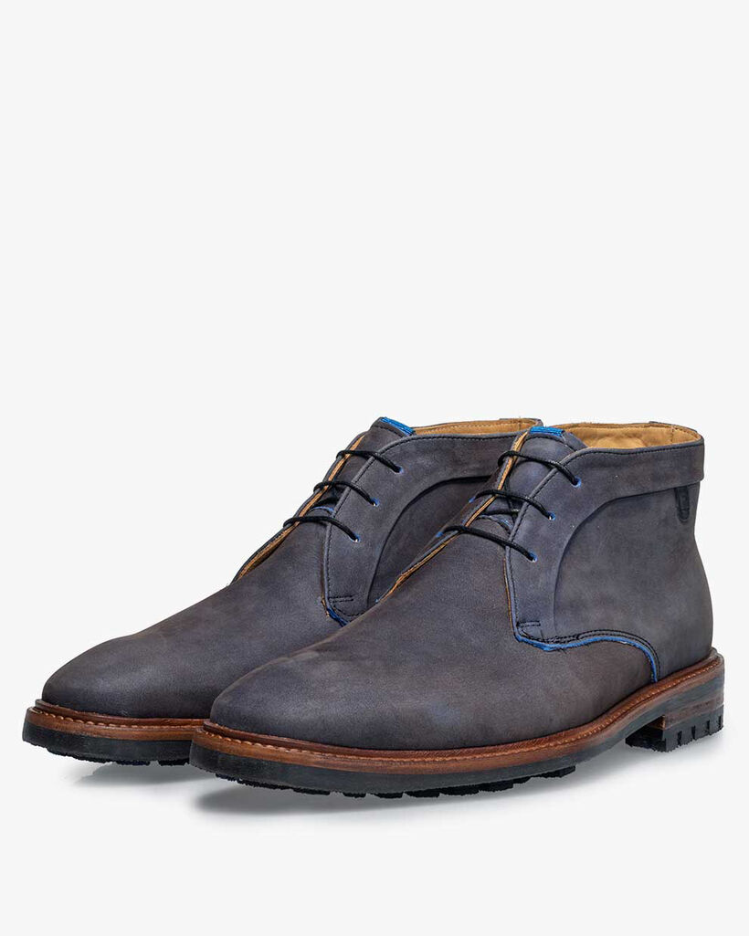 Veterboot nubuckleer donkerblauw