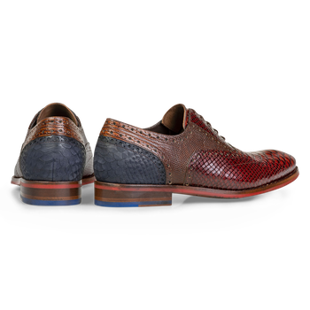 Veterschoen geprint leer cognac