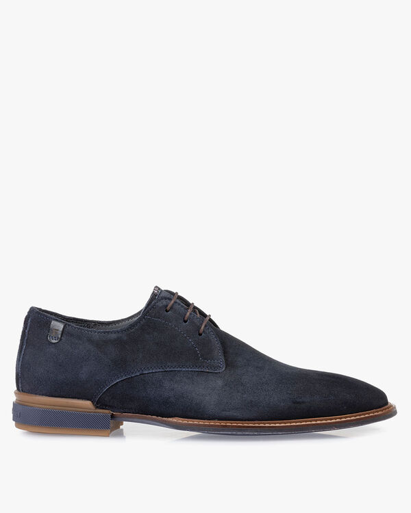 Lace shoe blue suede leather