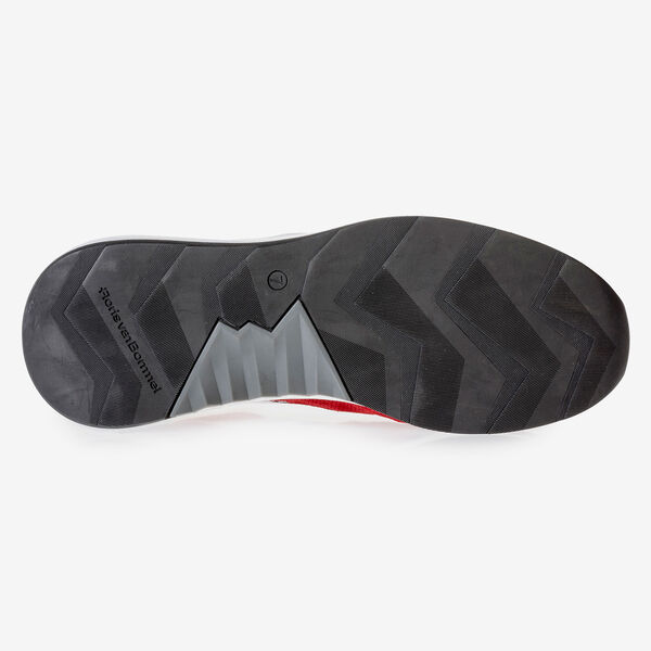 Multi-colour red and white suede leather