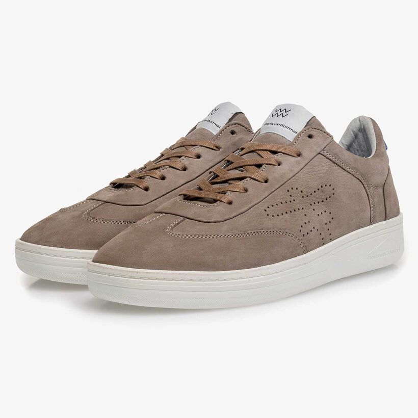 Nubuckleren sneaker taupe