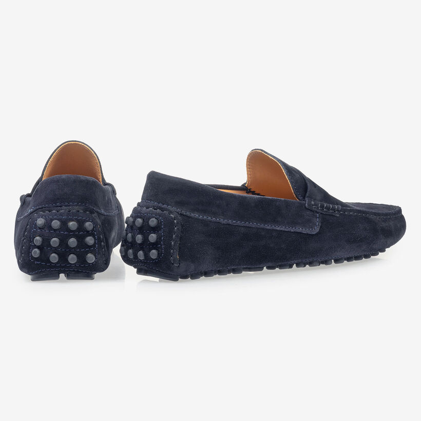 Donkerblauwe su&egrave;de mocassin