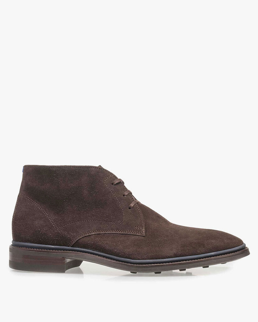 Lace boot suede leather brown