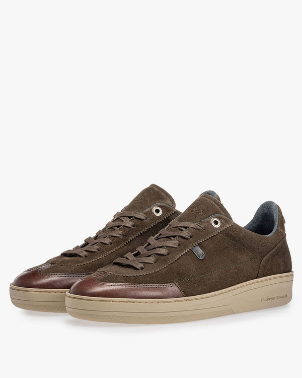 Sneaker suede leather dark green