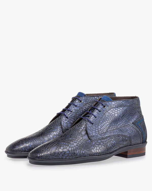 Veterboot met print blauw