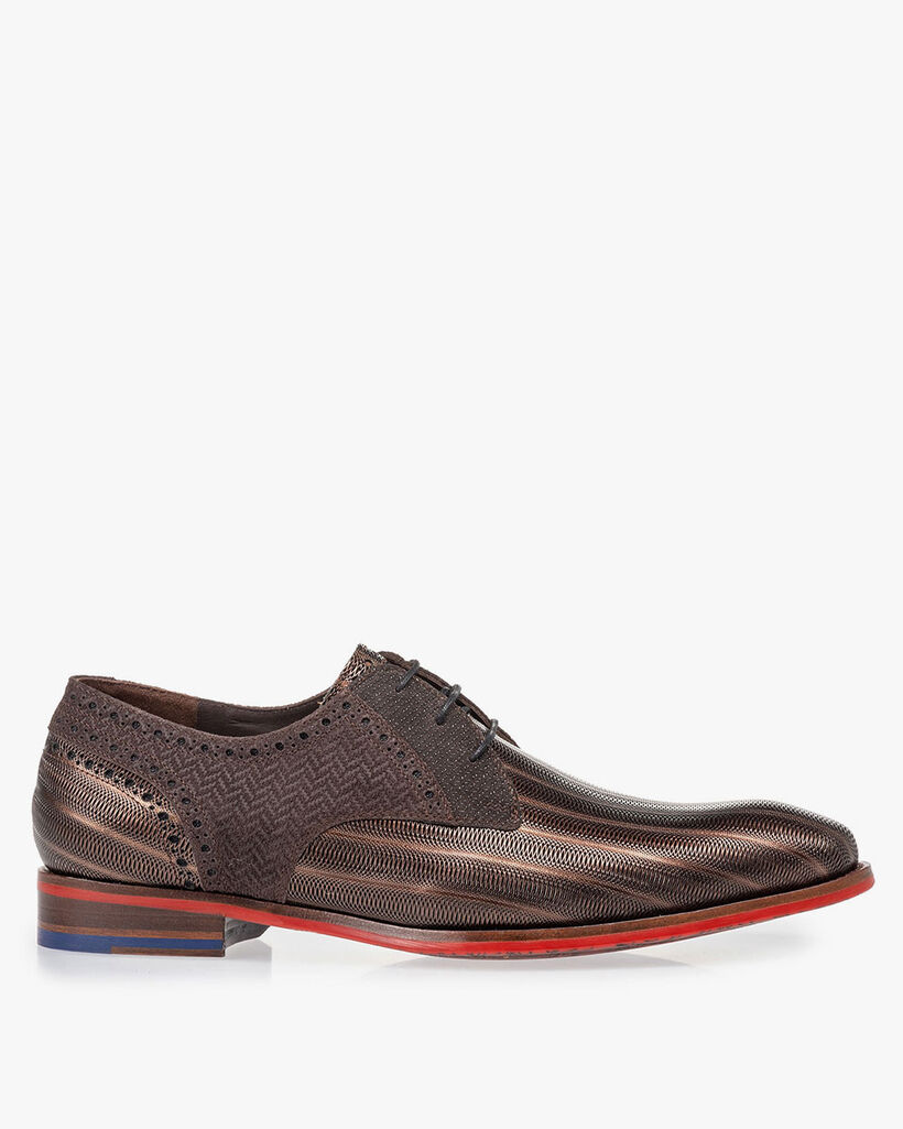 Lace shoe metallic bronze