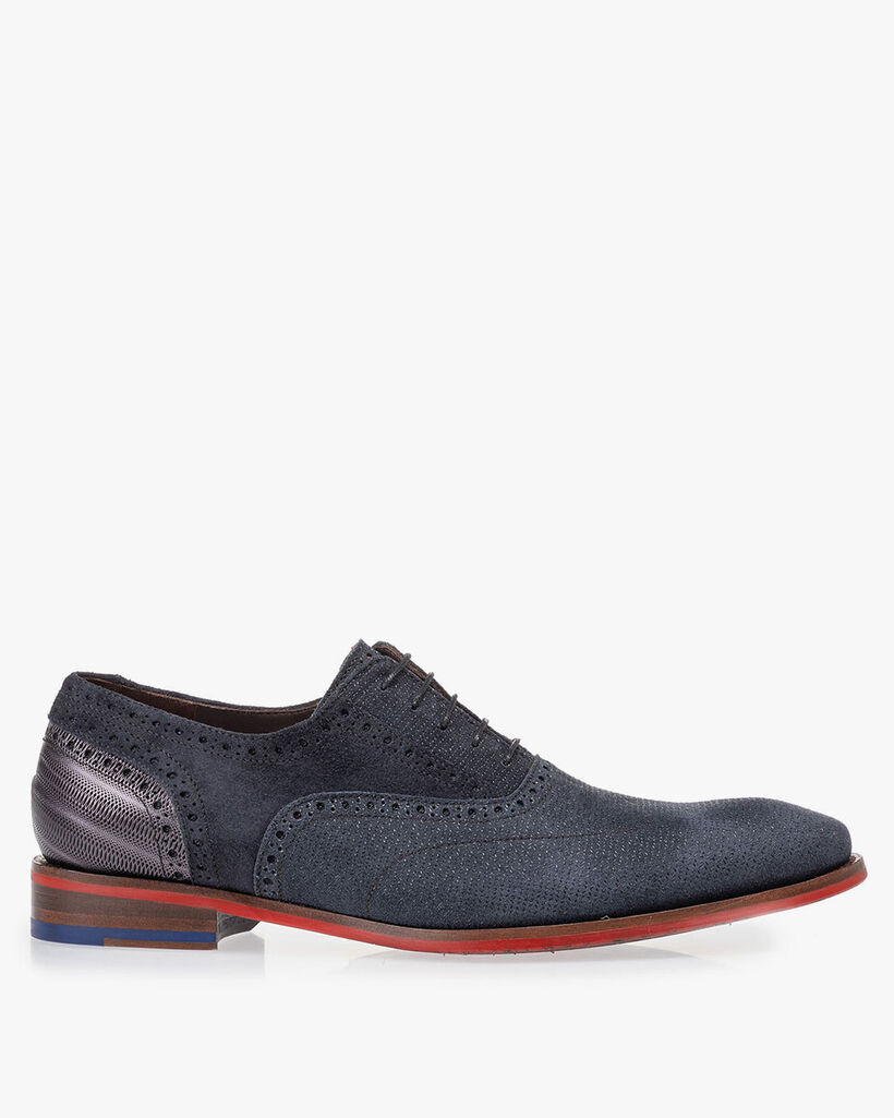 Lace shoe dark blue with print