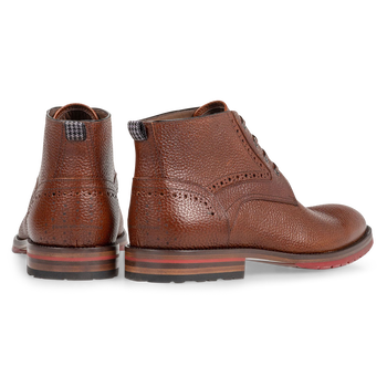 Veterboot structuurleer cognac