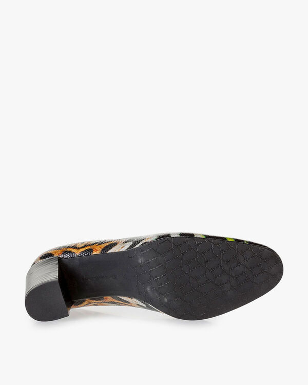 Zwarte leren pump print