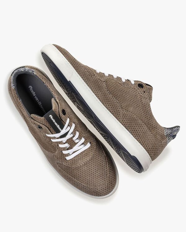 Sneaker printed suede leather sand-coloured