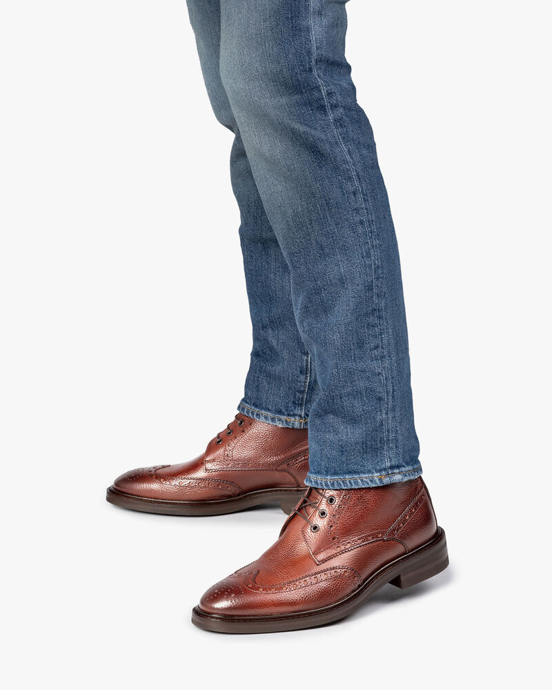 Boot geprint leer cognac