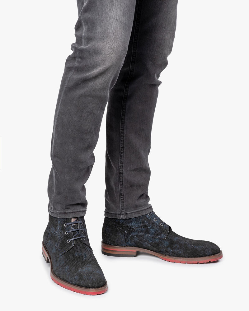 Lace boot blue with print