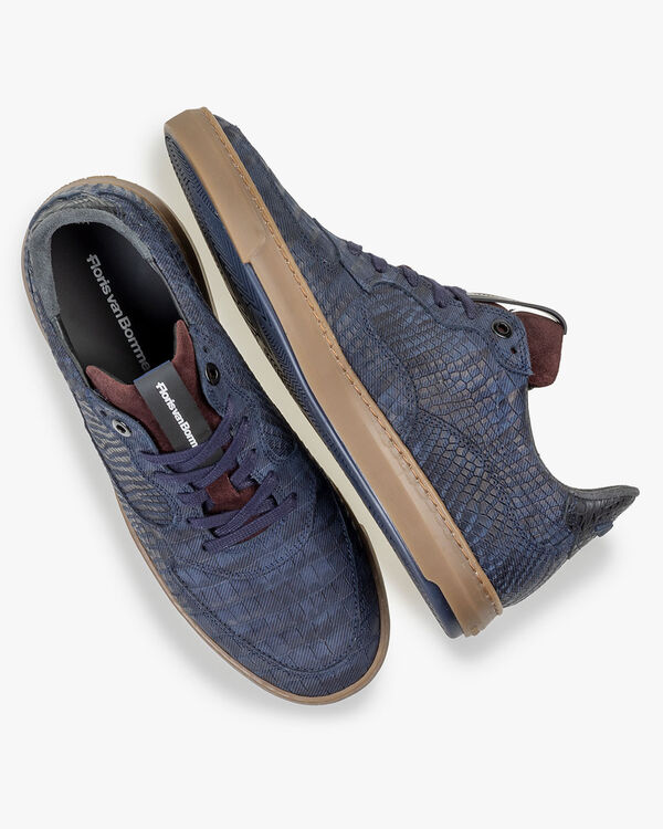 Sneaker reptielenprint blauw