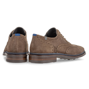 Brogue su&egrave;de donker taupe