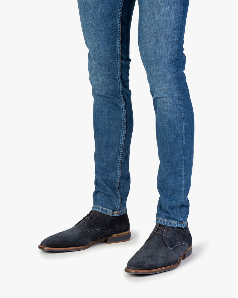 Lace shoe blue suede leather