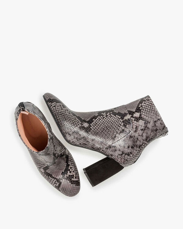 Grijze enkellaars snakeprint