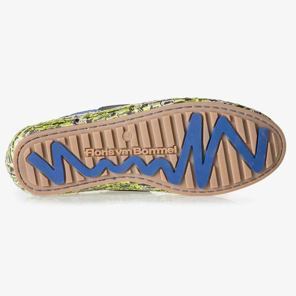 Yellow snake print calf leather sailing shoe