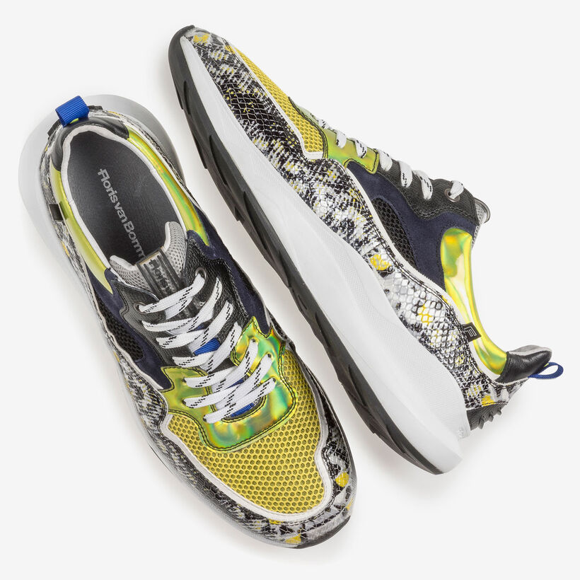 Multi-color sneaker met grijs/gele print