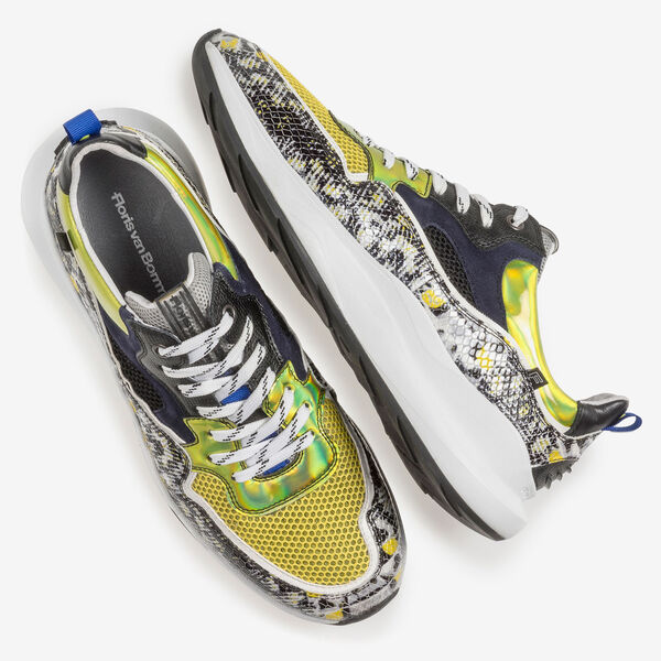 Multi-color sneaker met grijs/gele print