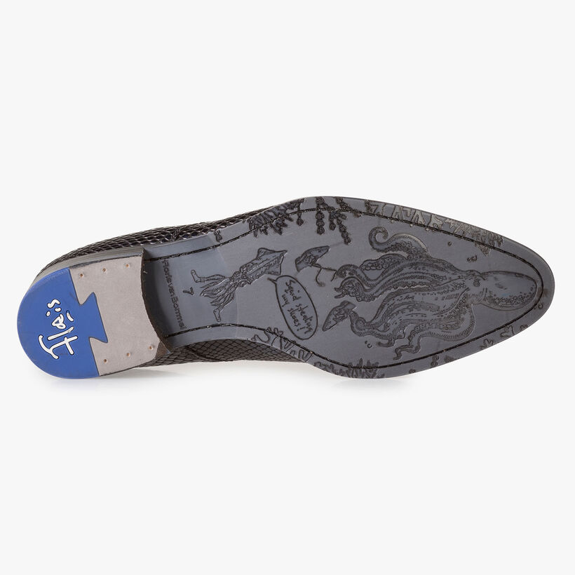 Blauwe lakleren veterschoen met print