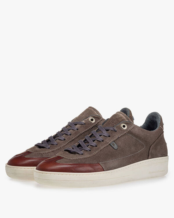 Sneaker suede leather dark taupe