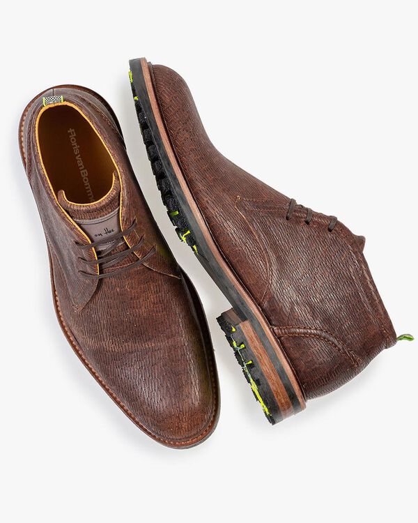 Lace boot brown with print