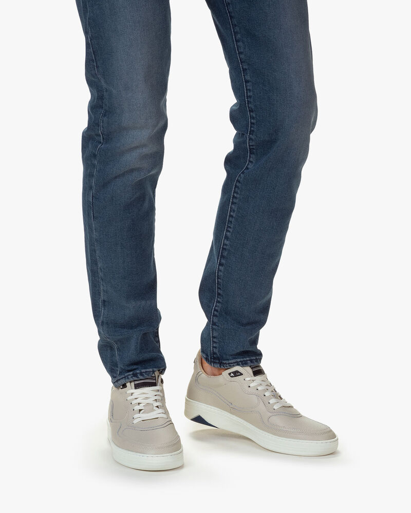Sneaker geprint leer naturel
