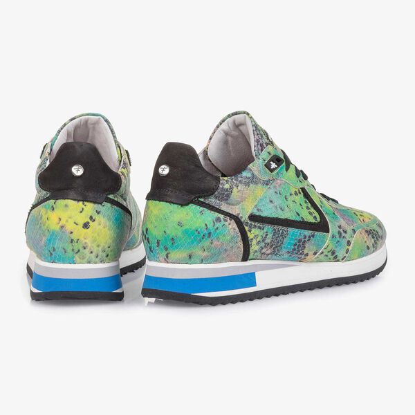 Green snake print leather sneaker