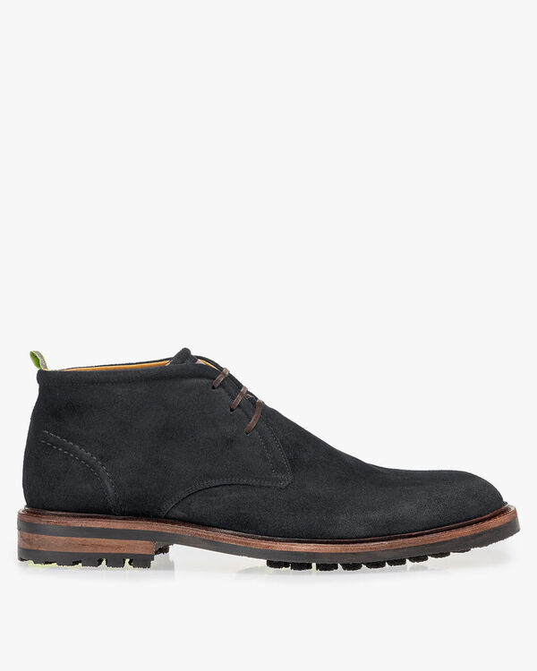 Lace boot suede leather black