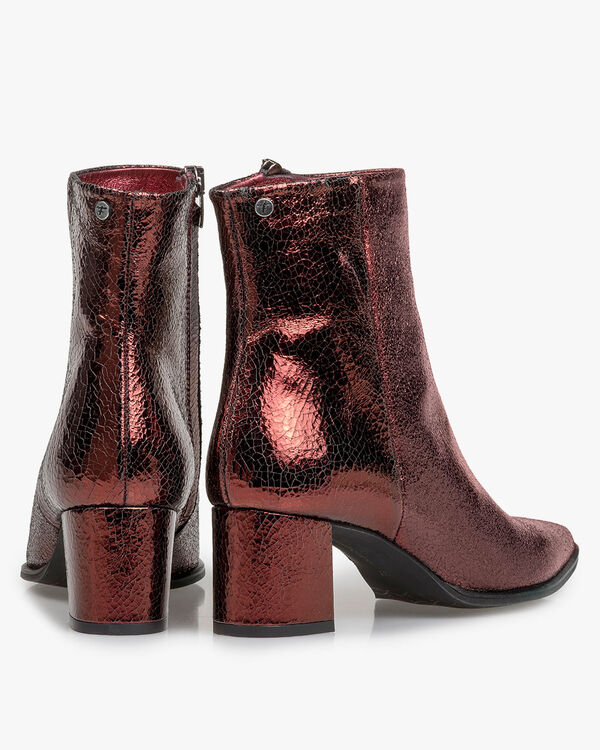 Burgundy red leather ankle boots