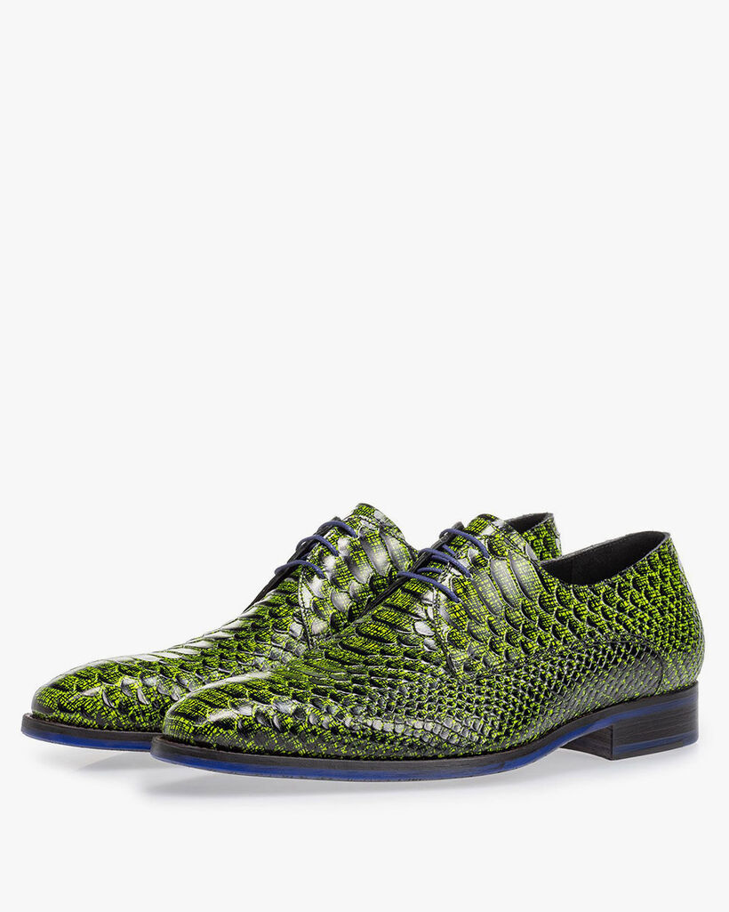 Lace shoe snake print dark yellow