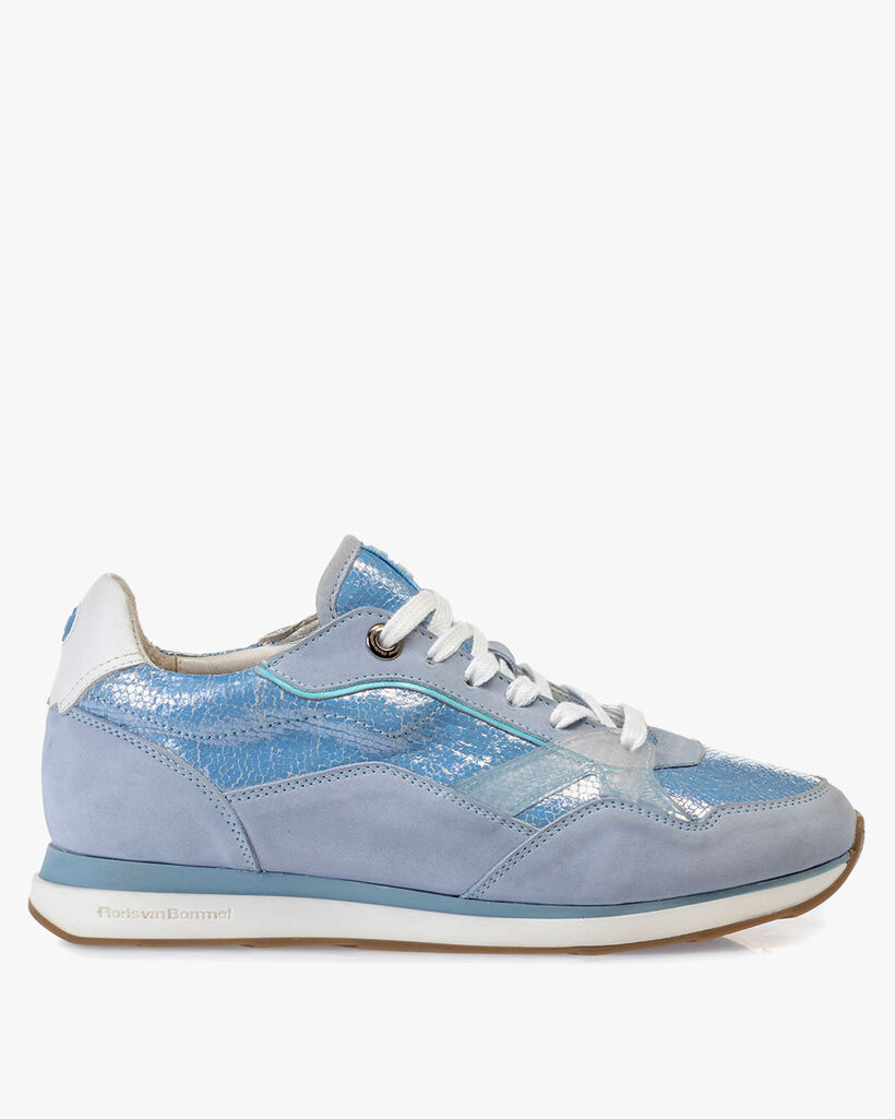 Sneaker nubuckleer lichtblauw