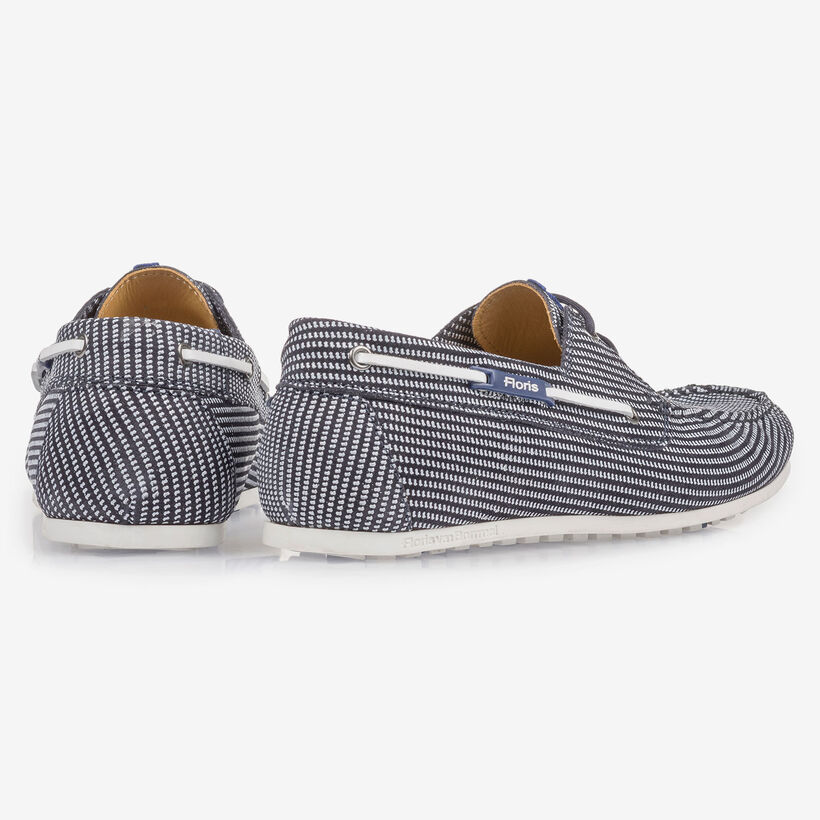 Blauwe su&egrave;de bootschoen met print