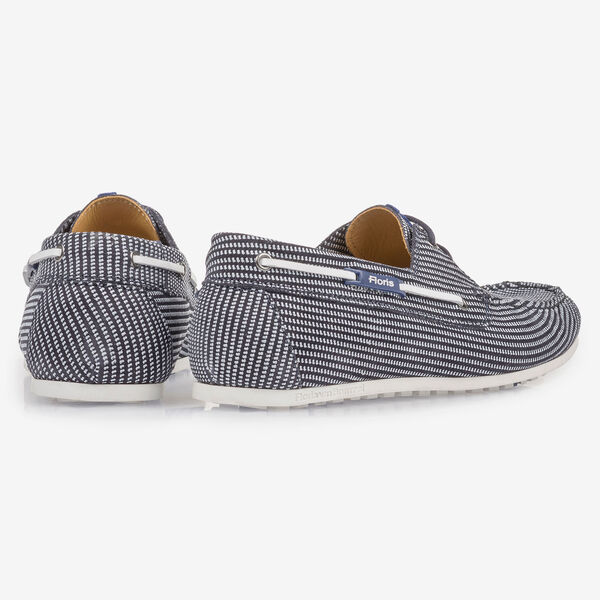 Blauwe su&egrave;de bootschoen met print
