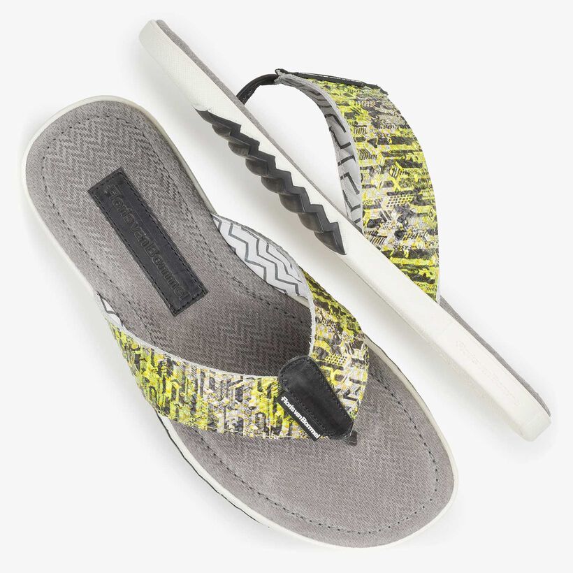 Yellow snake print leather thong slipper