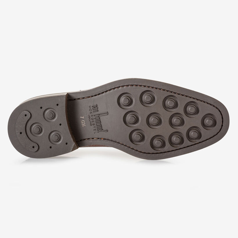 Boot cognac leather with print
