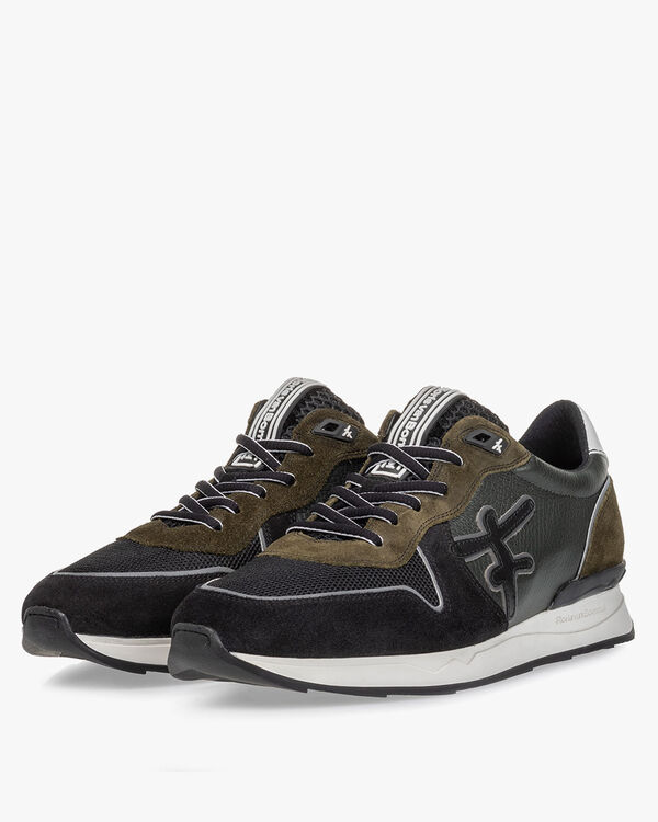 Sneaker su&egrave;de donkergroen/zwart