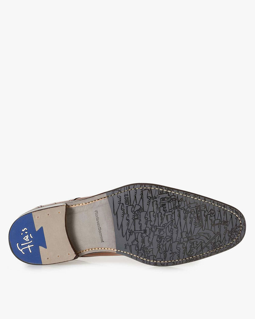 Kalfsleren veterboot donker cognac
