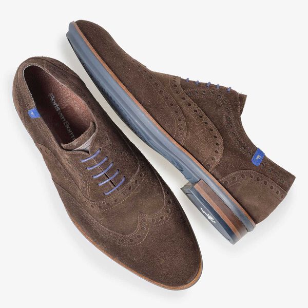 Bruine brogue veterschoen van su&egrave;de