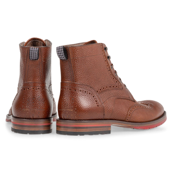 Leren brogue veterboot cognac