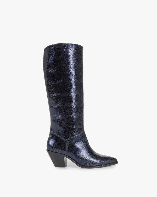 Donkerblauwe laars metallicprint