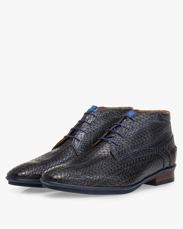 Lace boot metallic blue