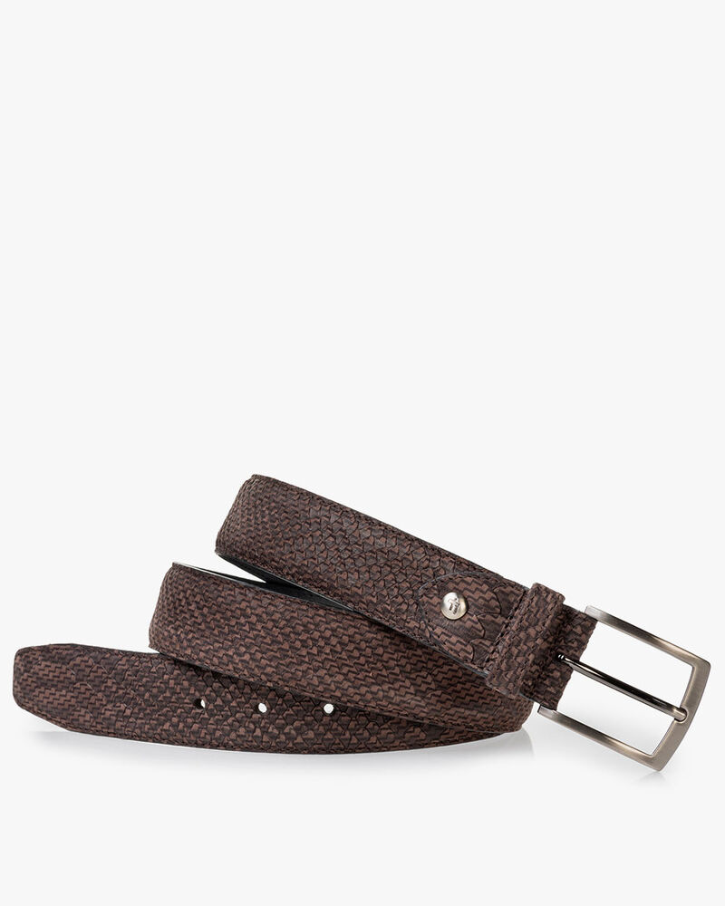 Riem nubuckleer donkerbruin