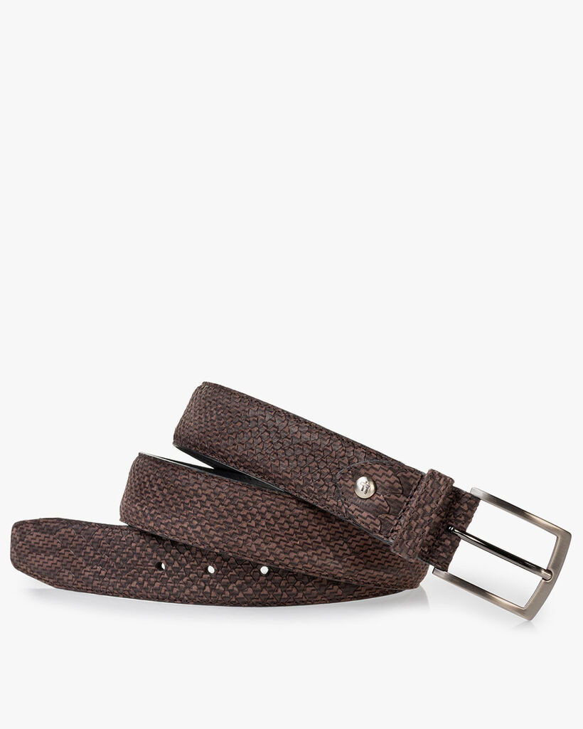 Riem nubuckleer donkerbruin