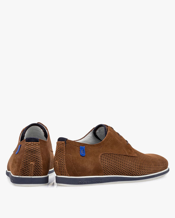 Lace shoe cognac suede leather