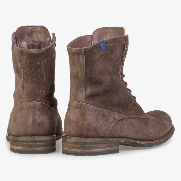 Dark brown suede leather lace boot
